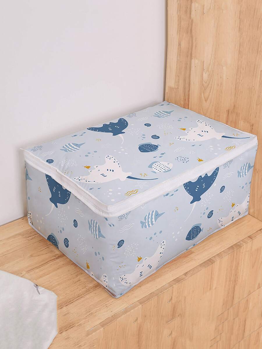 1 pieza Bolsa de almacenamiento de edredón con estampado de dibujos animados - Azul - Ver 1