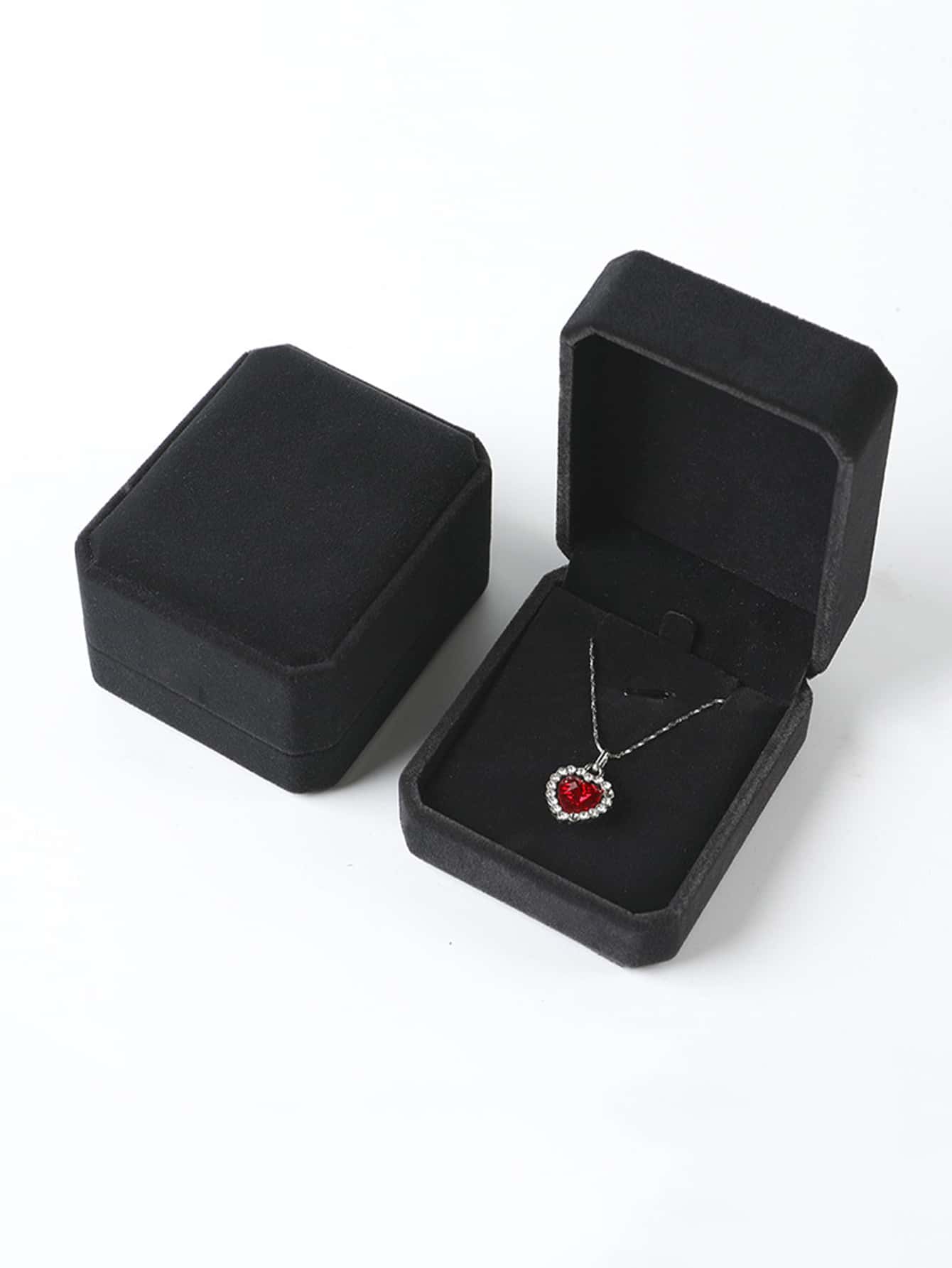 1pc Plain Jewelry Storage Box - Black - View 1