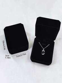 1pc Plain Jewelry Storage Box - Black - View 2