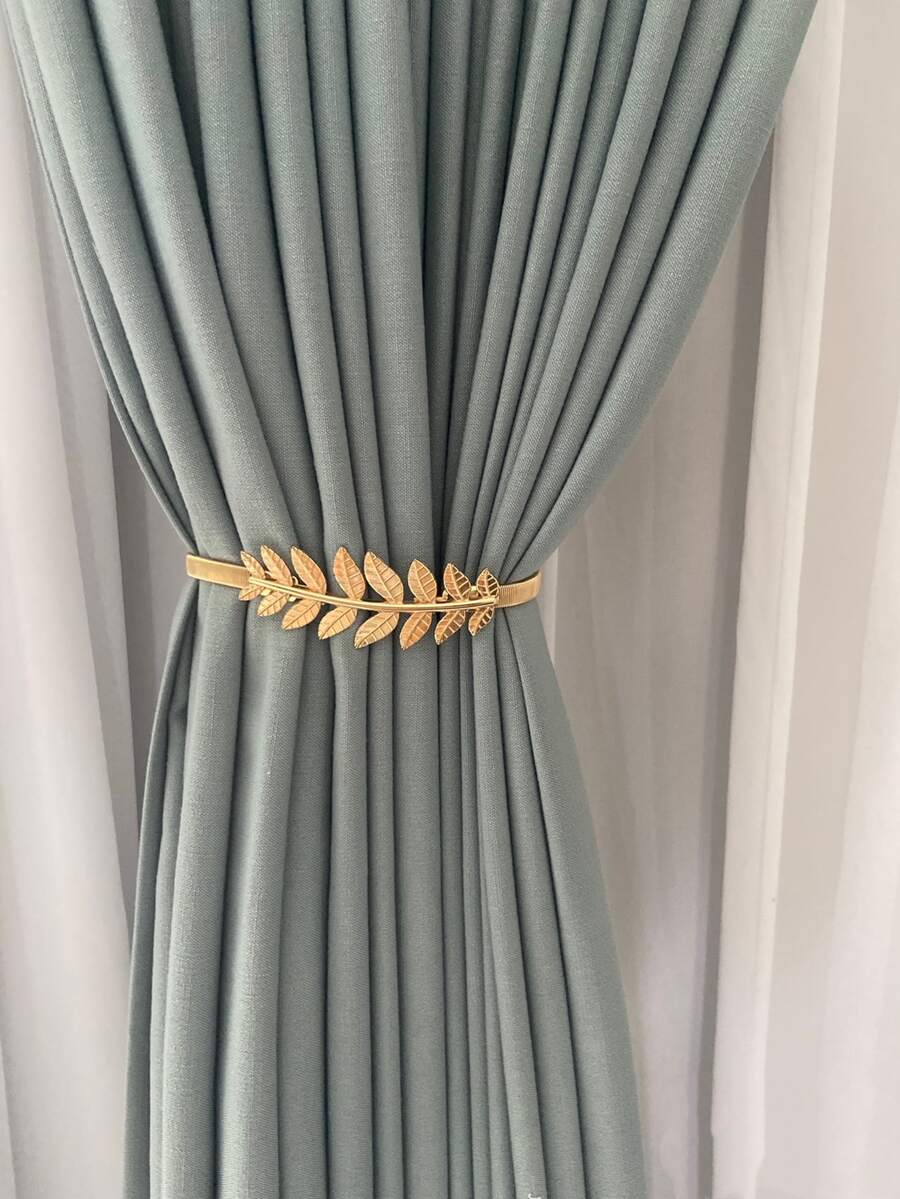 1 cái dây buộc rèm thiết kế hình chiếc lá - Vàng - Xem 1