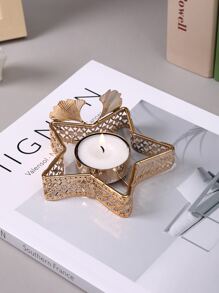 1pc Ginkgo Biloba Design Candle Holder - Gold - View 2