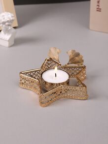 1pc Ginkgo Biloba Design Candle Holder - Gold - View 3