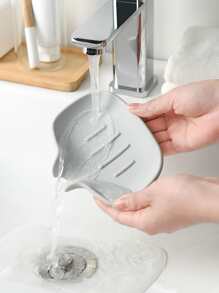1pc Silicone Soap Dish - Grey - View 2