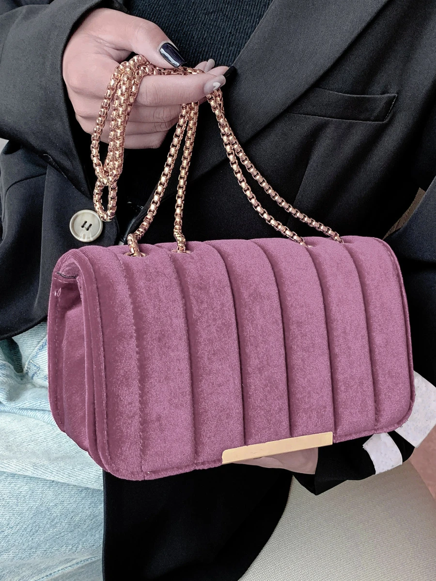 Quilted Snap Button Square Bag