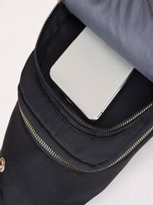 Túi đeo chéo Kẻ sọc Có thể điều chỉnh được Đúng mốt - màu đen - Xem 5