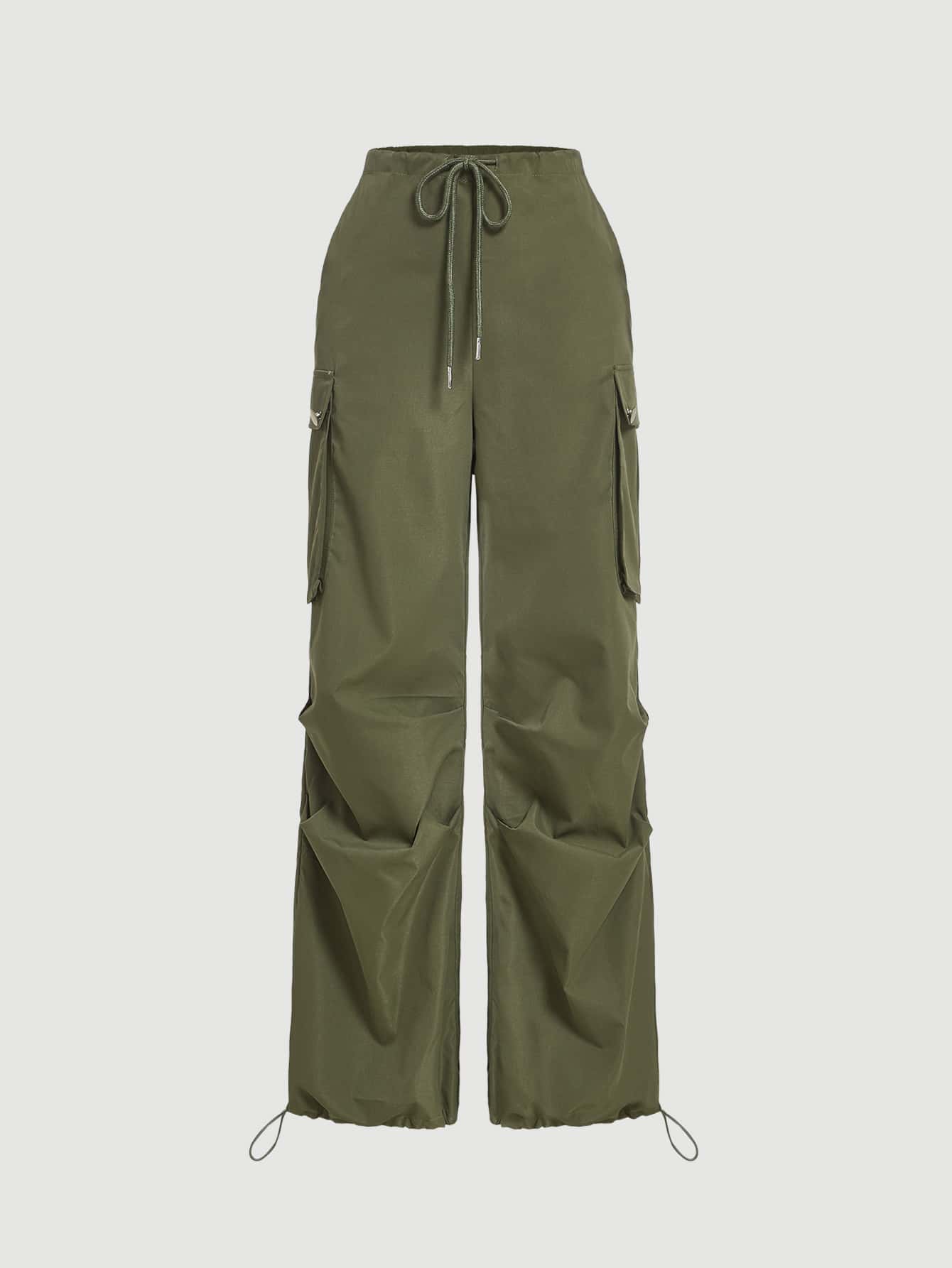 SHEIN MOD Flap Pocket Side Parachute Cargo Trousers - Army Green - View 1