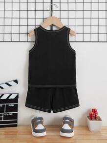 SHEIN 男嬰卡通圖案背心上衣和短褲