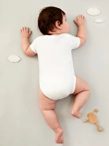 SHEIN Đứa bé trai Bác sĩ In Trang phục Bodysuit - trắng - Xem 7