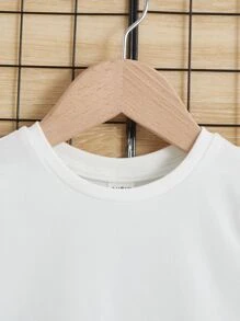 SHEIN 男嬰字母圖案T恤和圖案印花短褲 - 綠色 - 查看 3