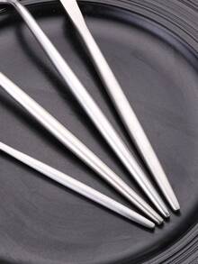 4 piezas Set cubiertos de acero inoxidable - Plateado - Ver 3