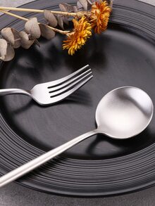 4 piezas Set cubiertos de acero inoxidable - Plateado - Ver 4