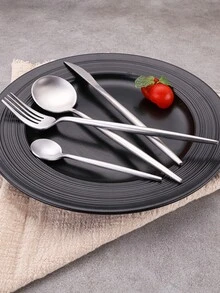 4 piezas Set cubiertos de acero inoxidable - Plateado - Ver 5