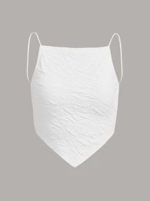 SHEIN ICON Hanky Hem Backless Cami Top - White - View 1