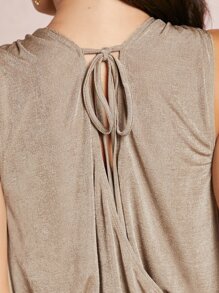 SHEIN BAE Plunge Neck Wrap Front Bodysuit - Mocha Brown - View 3