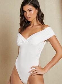 SHEIN BAE Body de hombros descubiertos fruncido