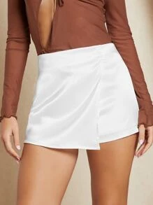 SHEIN BAE Solid Wrap Front Skort - White - View 1