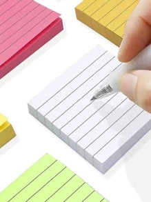 1 pieza con patrón de línea pegajoso creativo portátil Nota adhesiva Almohadilla para alumno - Multicolor - Ver 1