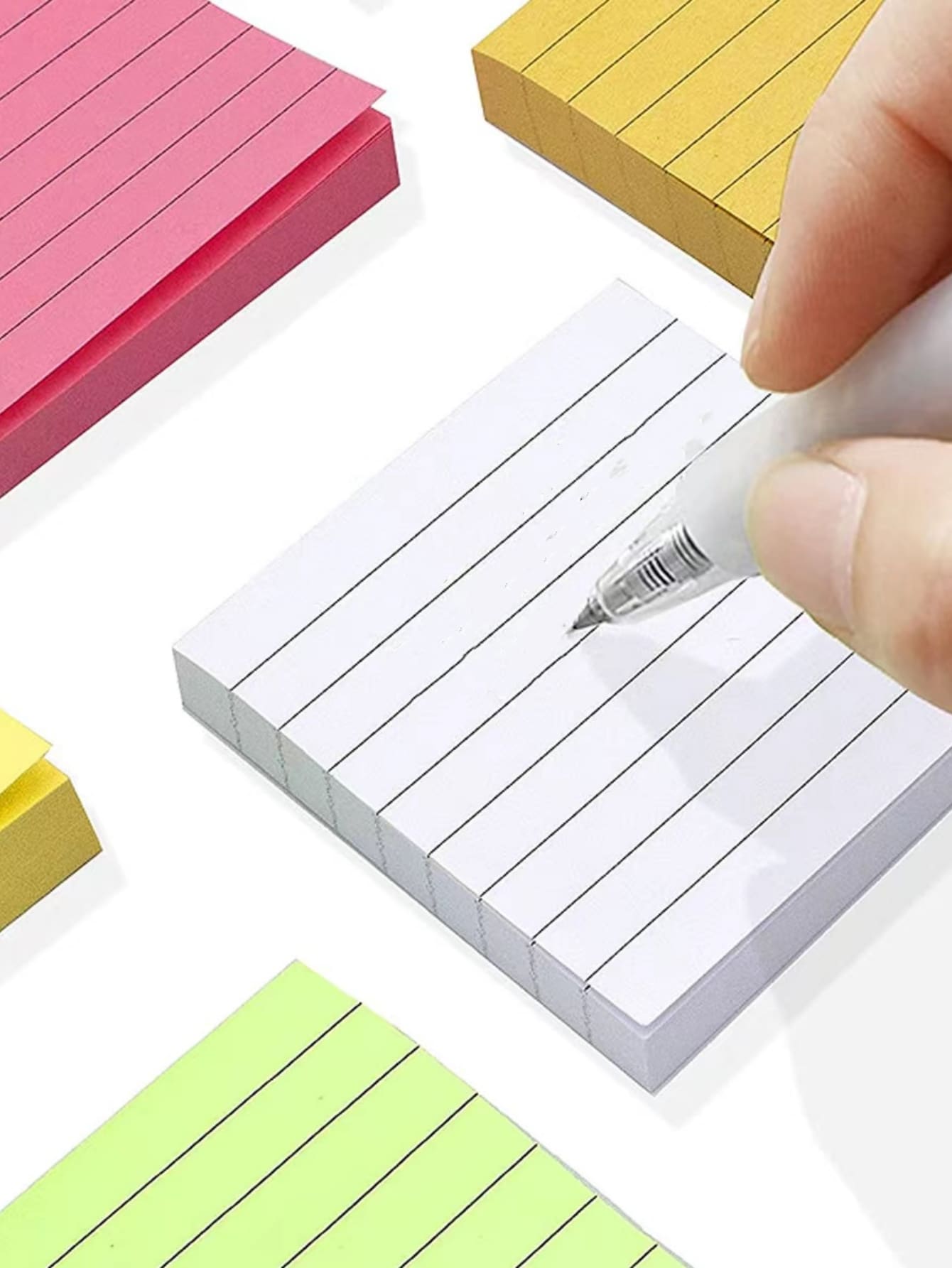 1 pieza con patrón de línea pegajoso creativo portátil Nota adhesiva Almohadilla para alumno - Multicolor - Ver 1