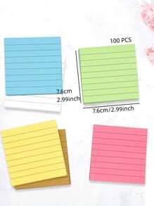 1pc Line Pattern Random Sticky Note - Pink - View 2