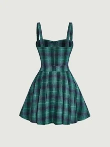 SHEIN MOD Plaid Bustier Cami Dress - Multicolor - View 2