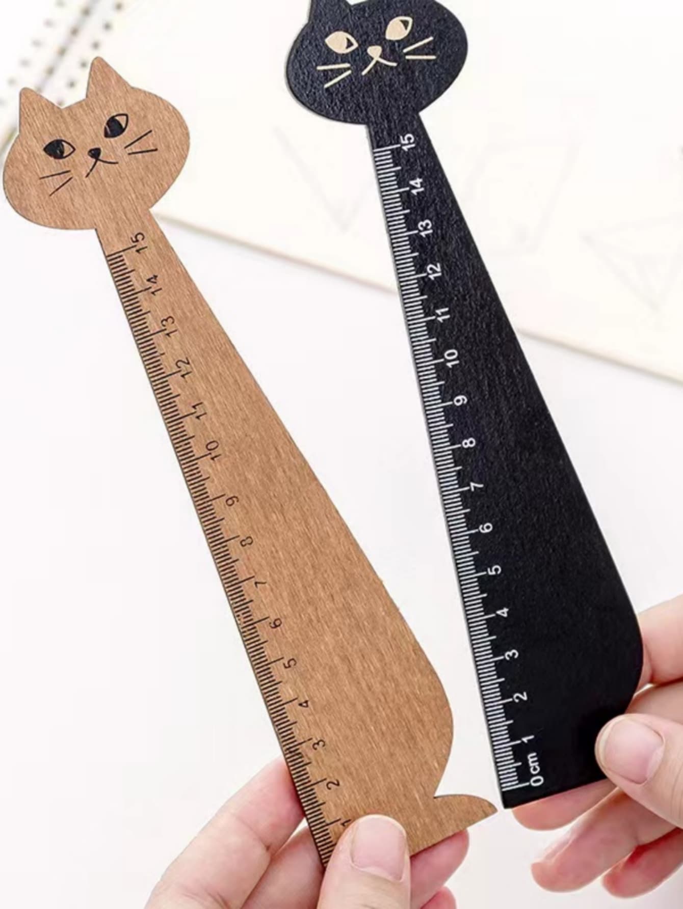 1pc Cat Pattern Wooden Ruler, Creative Portable Measuring Tool For Student, School, Office,Rulers - Multicolor - View 1
