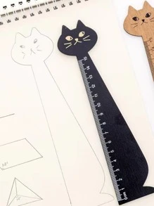 1pc Cat Pattern Wooden Ruler, Creative Portable Measuring Tool For Student, School, Office,Rulers - Multicolor - View 3