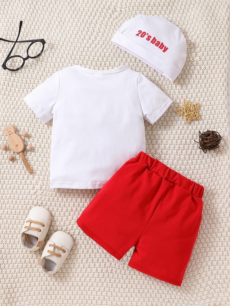 Baby Boy Letter Graphic Tee & Shorts