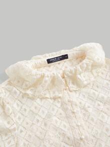 SHEIN MOD Buttoned Front Flounce Sleeve Top - Beige - View 4