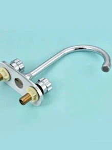 1入組熱冷水龍頭，雙孔洗臉盆龍頭，不銹鋼盆龍頭 - 銀色 - 查看 3