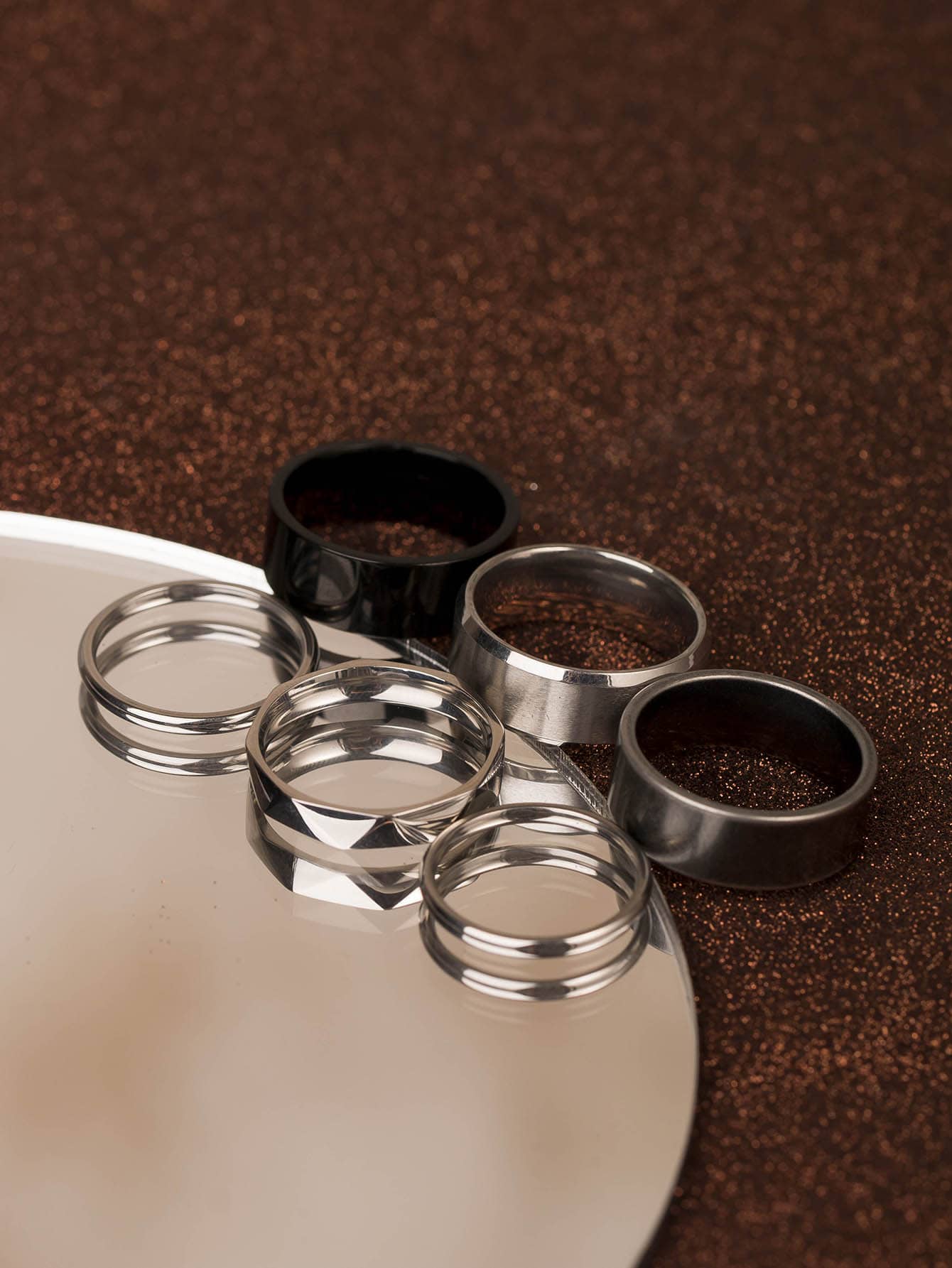 6pcs Men Minimalist Ring - Multicolor - View 1