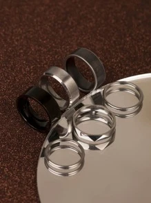 6pcs Men Minimalist Ring - Multicolor - View 2