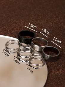 6pcs Men Minimalist Ring - Multicolor - View 3