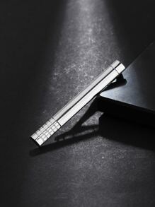 1pc Fashion Textured Tie Clip For Men For Daily Decoration - Silver - View 4