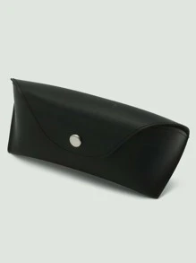 Snap Button Glasses Bag - Black - View 3