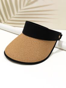 雙色草帽遮陽帽 - 駝色 - 查看 1
