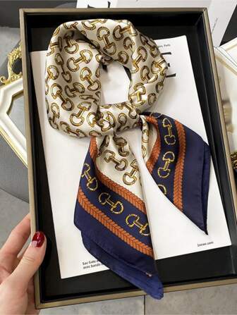 地圖印花絲巾，時尚優雅的頭巾，適用於外出打扮，美化您的外觀，可用作頭巾，髮箍，頭帶，提升您的時尚品味