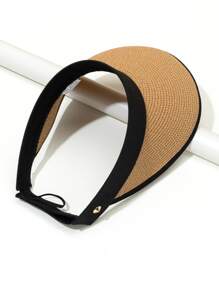雙色草帽遮陽帽 - 駝色 - 查看 2