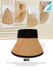 雙色草帽遮陽帽 - 駝色 - 查看 5