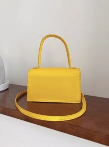Túi đeo chéo Nữ màu trơn Có thể điều chỉnh được Tay cầm Top Đúng mốt - Màu vàng - Xem 2