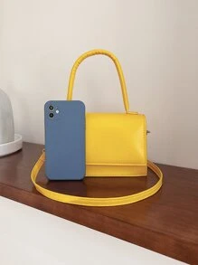 Túi đeo chéo Nữ màu trơn Có thể điều chỉnh được Tay cầm Top Đúng mốt - Màu vàng - Xem 4