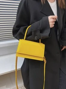 Túi đeo chéo Nữ màu trơn Có thể điều chỉnh được Tay cầm Top Đúng mốt - Màu vàng - Xem 5