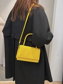 Túi đeo chéo Nữ màu trơn Có thể điều chỉnh được Tay cầm Top Đúng mốt - Màu vàng - Xem 6
