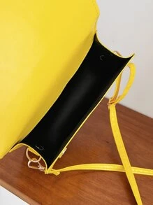 Túi đeo chéo Nữ màu trơn Có thể điều chỉnh được Tay cầm Top Đúng mốt - Màu vàng - Xem 7