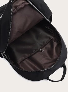 Quilted Multi-pocket Functional Backpack - Black - View 8