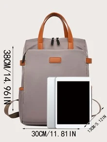 Minimalist Patch Decor Functional Backpack - Khaki - View 6