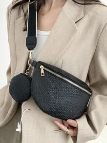 Minimalist Waist Bag With Coin Purse - Black - View 1