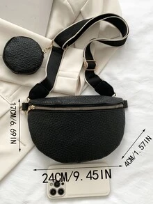 Minimalist Waist Bag With Coin Purse - Black - View 4