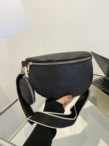 Minimalist Waist Bag With Coin Purse - Black - View 7