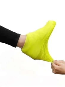 1pair Solid Waterproof Rain Boots Cover - Yellow - View 3