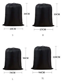 1pc Túi lưu trữ có thể gập lại dây rút rắn - màu đen - Xem 2